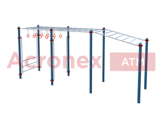 Рукоход с изменением высоты и возможностью использования дополнительных аксессуаров (подвижные кольца) длиной 6 м, со вспомогательными рукоятками - для инвалидов и лиц с ограниченными возможностями здоровья