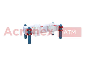 Горизонтальная гимнастическая скамья, к которой прикреплены две раздвижные антивандальные измерительные линейки с диапазоном измерения от «+35» до «-10» см, для выполнения испытания «Наклон вперед из положения стоя на гимнастической скамье» 