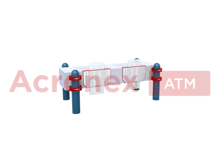 Горизонтальная гимнастическая скамья, к которой прикреплены две раздвижные антивандальные измерительные линейки с диапазоном измерения от «+35» до «-10» см, для выполнения испытания «Наклон вперед из положения стоя на гимнастической скамье» 